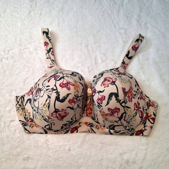 Cacique Lightly Lined Full Coverage Floral Demi Bra Sz 44D Underwire Whimsigoth - Picture 5 of 14
